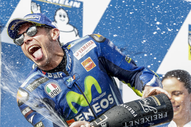 Marc Marquez moves closer to title with a superb win; Rossi heroics in a three-way battle for 2nd