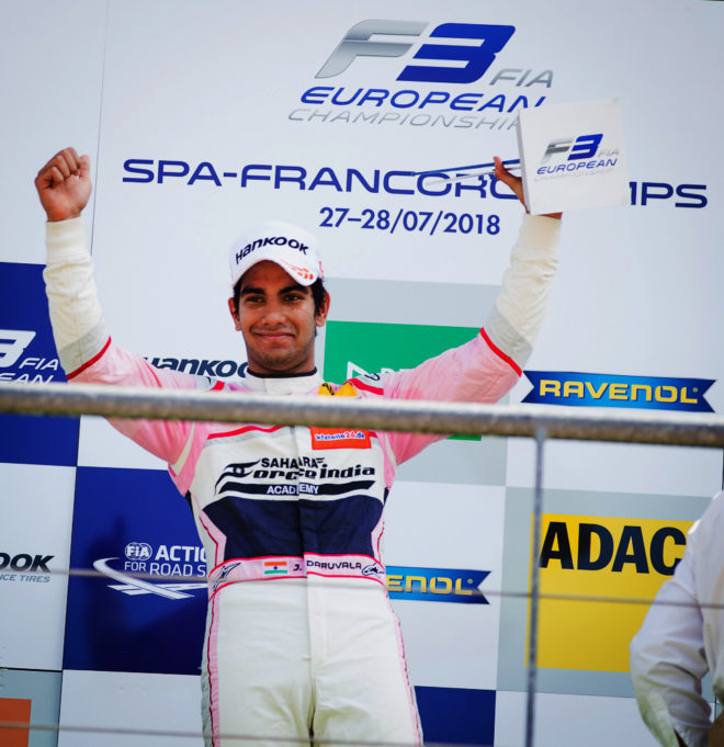 Jehan Daruvala excels at the legendary Spa circuit, with a Pole, Fastest Lap and a victory