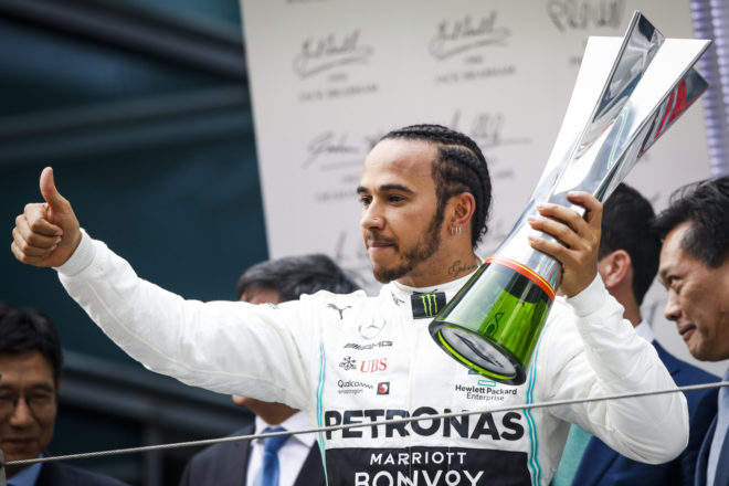 Hamilton wins F1’s 1000th race ahead of Bottas