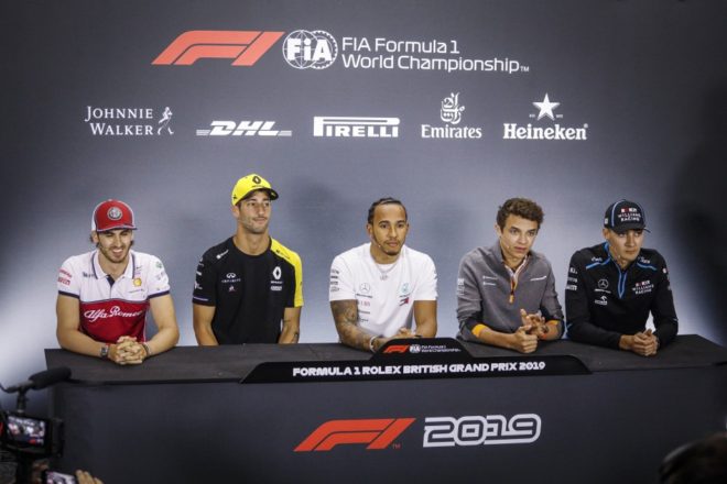Friendly banter at FIA Thursday press conference at Silverstone