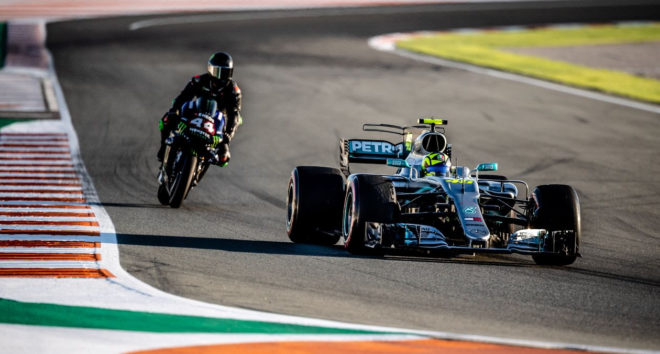 Historic machinery swap by Lewis Hamilton and Valentino Rossi #LR44VR46