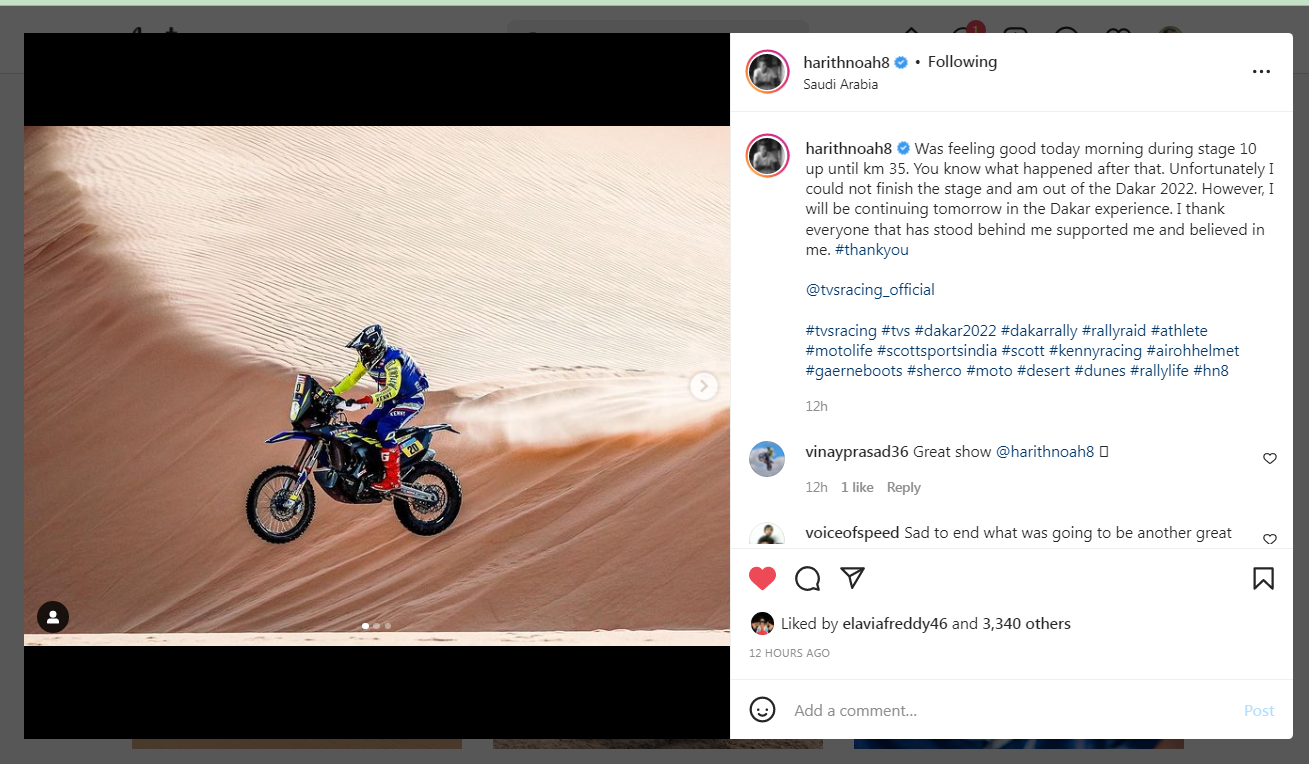 Harith Noah suffers engine failure, moves into Dakar Experience class