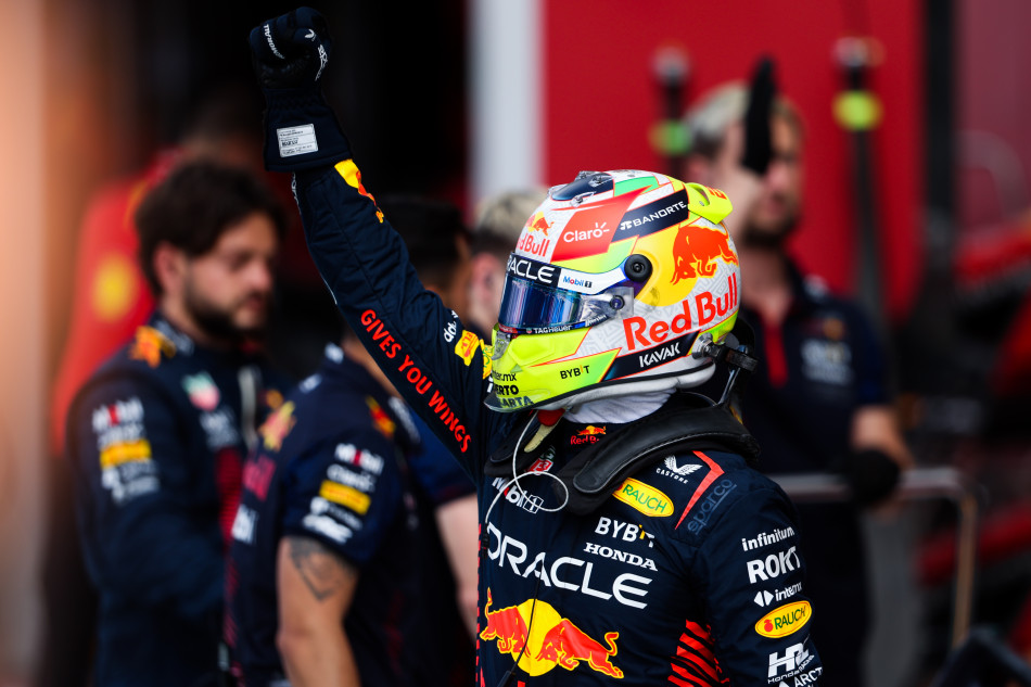 Sergio Perez takes pole; Ferrari’s Charles Leclerc crashes