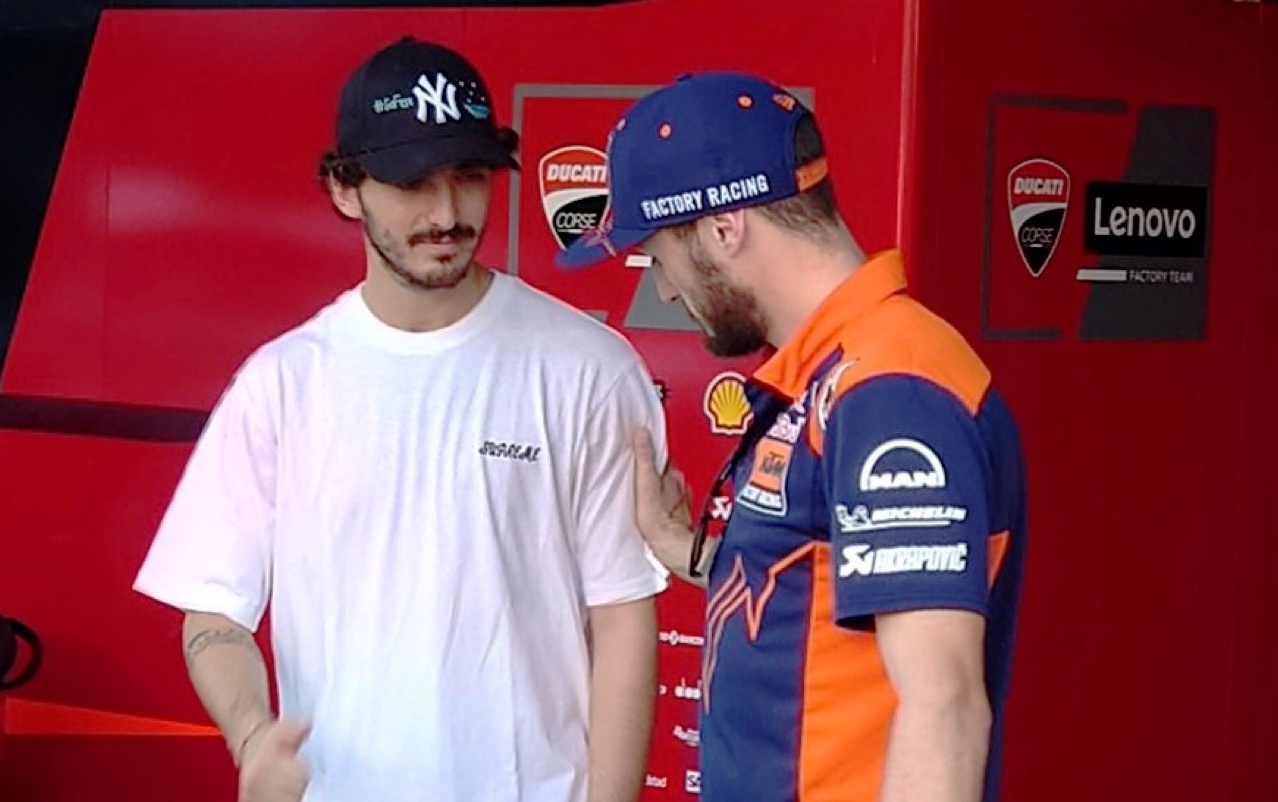Jorge Martin and Pecco Bagnaia arrive at BIC