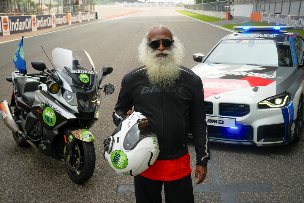 Sadhguru takes a lap around BIC to warm-up Indian hearts ahead of MotoGP