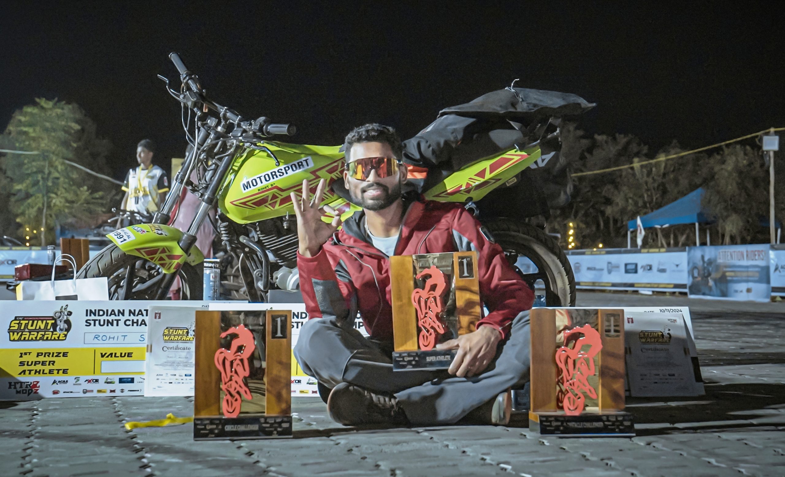 Rohit Shinde hattrick of titles in National Stunt Championship
